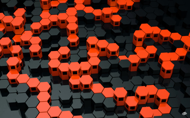 Orange cubes black surface red free wallpaper for desktop - medium preview image
