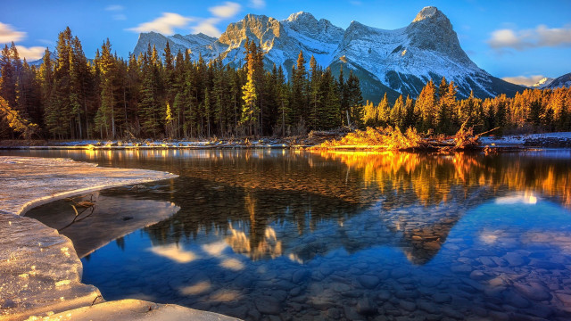 Mountain reflection lake trees rocks #2 free wallpaper for desktop - medium preview image