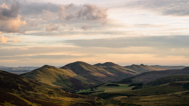 Valley mountains clouds greenhills sunset free wallpaper for desktop - medium preview image
