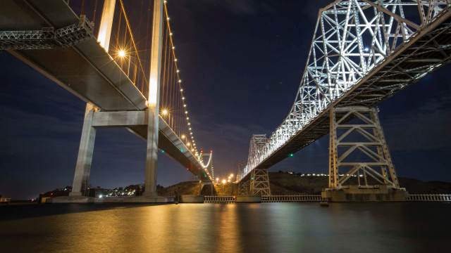 Bridge night lights sky tiltshift free wallpaper for desktop - medium preview image