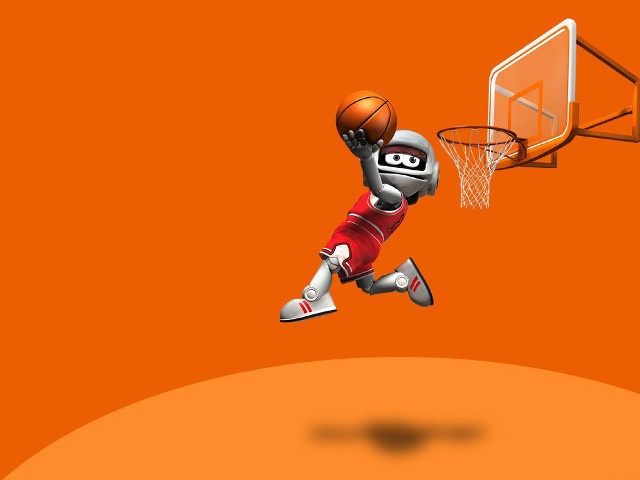 Basketball player jumping dunking basket free wallpaper for desktop - medium preview image