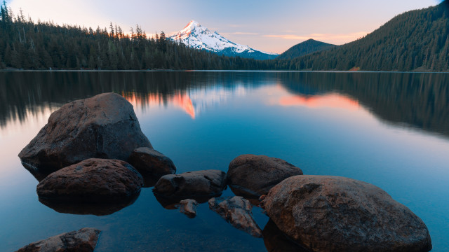 Mountain range reflection lake rocks #6 free wallpaper for desktop - medium preview image