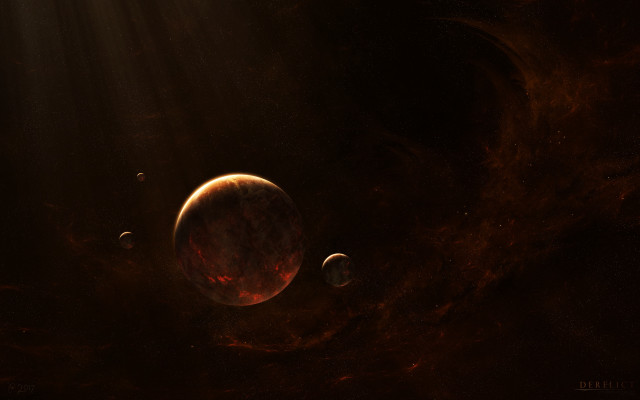 Red planet space art moon free wallpaper for desktop - medium preview image