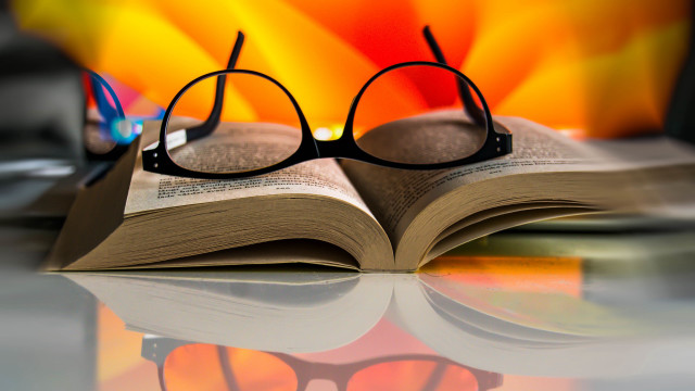 Book glasses fireplace lamp autumn free wallpaper for desktop - medium preview image