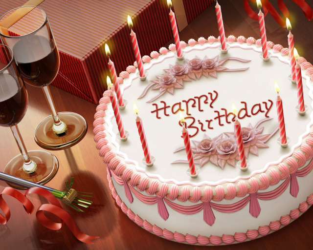 Birthday cake wine glasses red free wallpaper for desktop - medium preview image