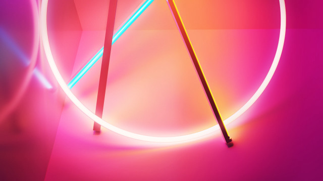 Neon circle sticks bauhaus geometric free wallpaper for desktop - medium preview image
