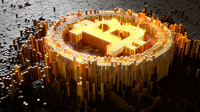 Bitcoin mosaic gold silver city free wallpaper for desktop - medium preview image