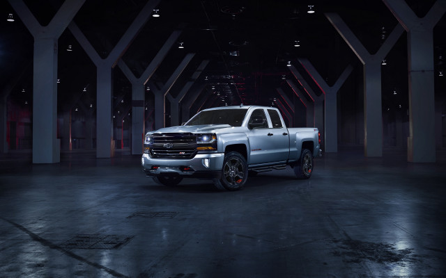 Silver truck dark room columns free wallpaper for desktop - medium preview image