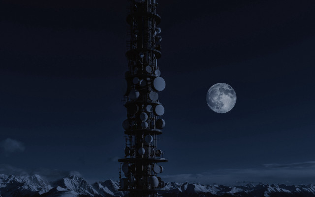 Tower clock fullmoon mountains night free wallpaper for desktop - medium preview image
