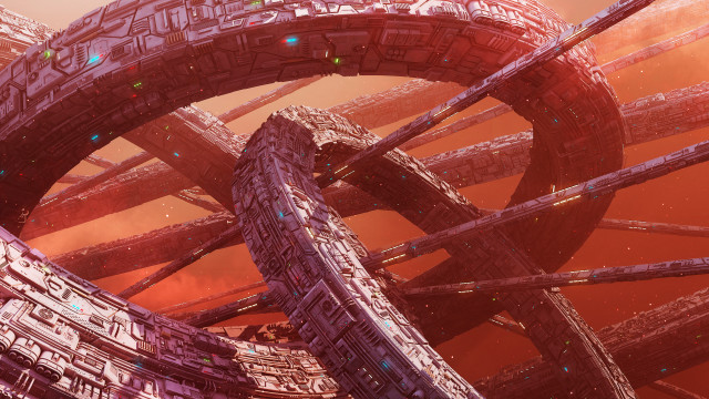 Giant wheel red sky glow free wallpaper for desktop - medium preview image