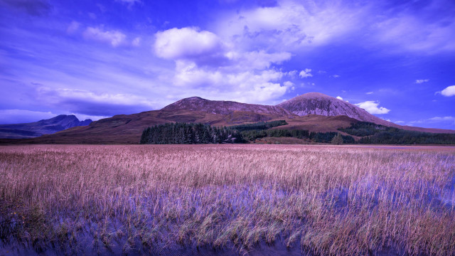 Mountain field city sky clouds free wallpaper for desktop - medium preview image