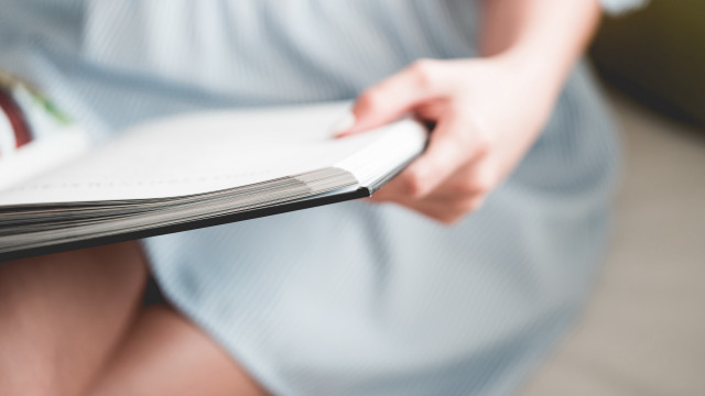 Woman dress holding book sitting free wallpaper for desktop - medium preview image