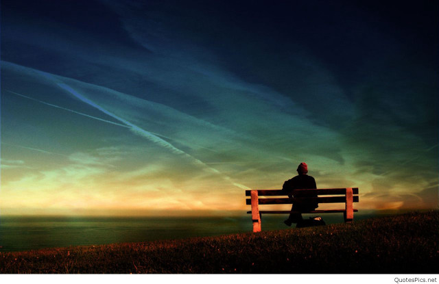 Man bench ocean sunset sky free wallpaper for desktop - medium preview image