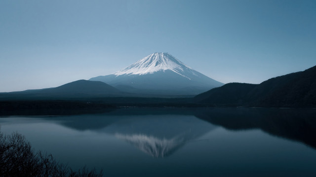 Mountain lake trees snow azure free wallpaper for desktop - medium preview image