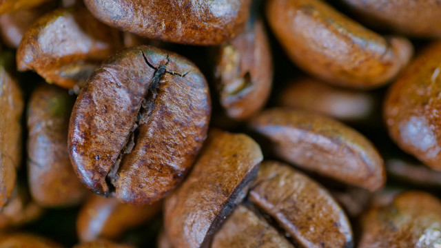 Coffee beans hyperrealism macro shallow free wallpaper for desktop - medium preview image