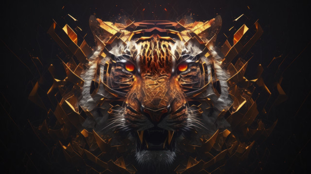 Tiger glowing eyes 3d digital free wallpaper for desktop - medium preview image
