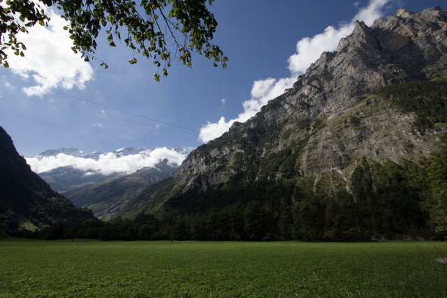 Grassy field mountains clouds sky #2 free wallpaper for desktop - medium preview image