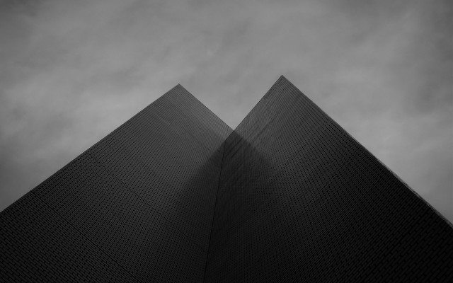 Brutalism skyscrapers abstract sculpture fence free wallpaper for desktop - medium preview image