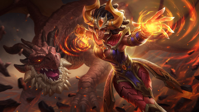 Demon woman sword fire armor free wallpaper for desktop - medium preview image