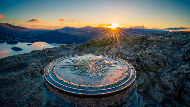 Sundial rock mountain lake landart free wallpaper for desktop - medium preview image