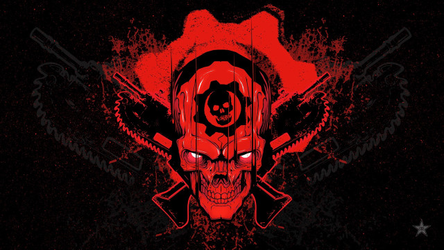 Skull gun helmet red eyes free wallpaper for desktop - medium preview image