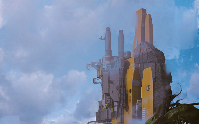 Futuristic city yellow structure matte free wallpaper for desktop - medium preview image