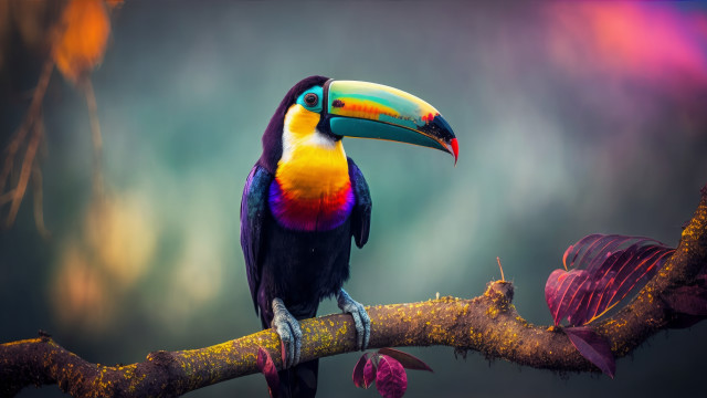 Colorful bird rainbow beak mystical free wallpaper for desktop - medium preview image