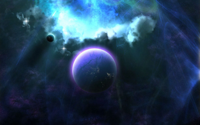 Space aurora moon stars planet #3 free wallpaper for desktop - medium preview image