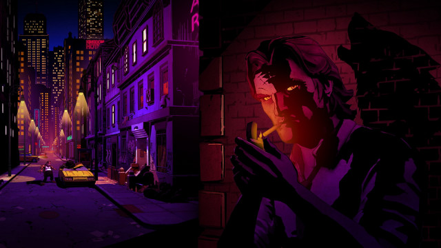 Man street night neon face free wallpaper for desktop - medium preview image