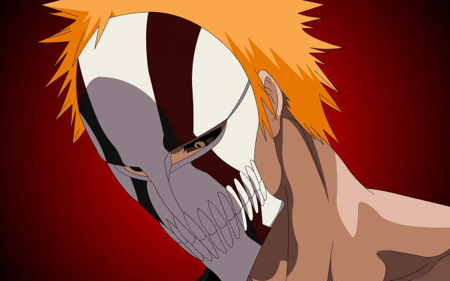Orange hair masked portrait anime free wallpaper for desktop - medium preview image