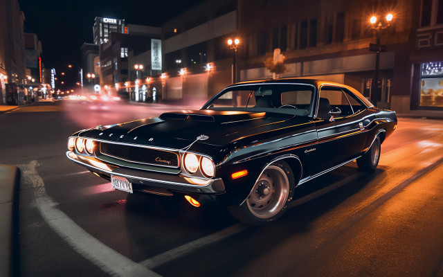 Black car night street headlights #2 free wallpaper for desktop - medium preview image