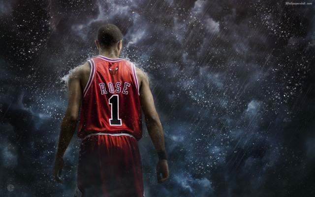 Basketball player rain red jersey free wallpaper for desktop - medium preview image