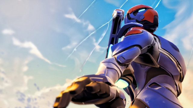 Futuristic man gun sky clouds free wallpaper for desktop - medium preview image
