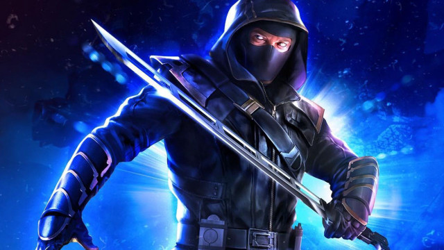 Ninja sword glowing aurora galaxy free wallpaper for desktop - medium preview image