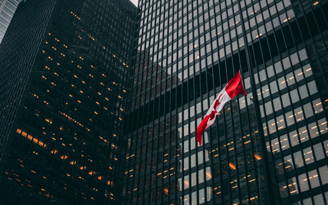 Canadian flag city night architecture free wallpaper for desktop - medium preview image