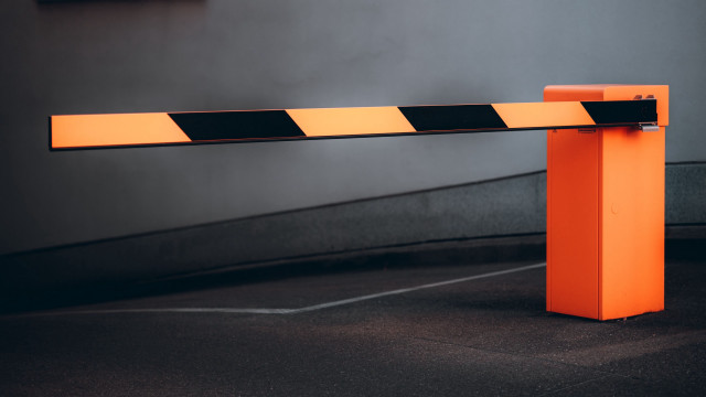 Yellow barricade parking lot night free wallpaper for desktop - medium preview image