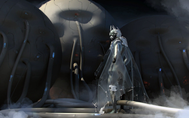 Futuristic man machine smoke afrofuturism free wallpaper for desktop - medium preview image