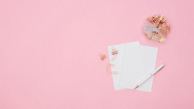 Pink notepad pen earrings gold free wallpaper for desktop - medium preview image