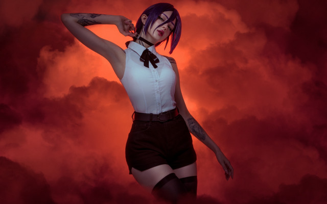 Purple hair bow tie red free wallpaper for desktop - medium preview image