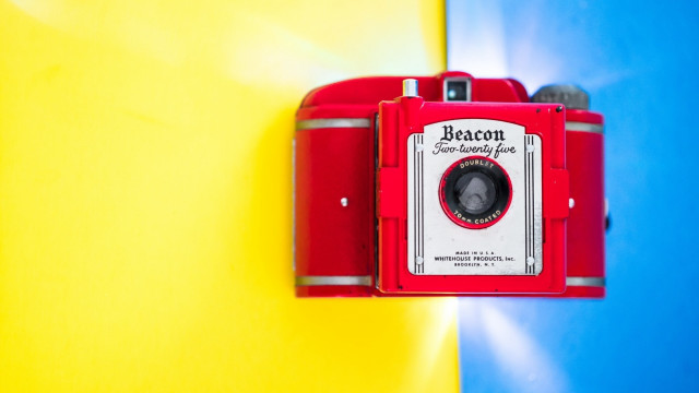 Red camera yellow blue wall #2 free wallpaper for desktop - medium preview image