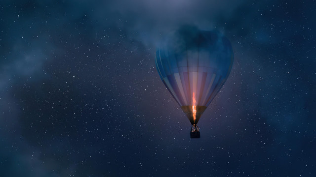 Hot air balloon night sky free wallpaper for desktop - medium preview image