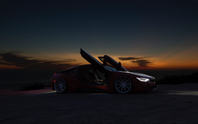 Red sports car open sunset #2 free wallpaper for desktop - medium preview image