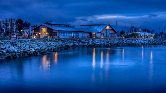 Vancouver night cityscape reflection bridge free wallpaper for desktop - medium preview image