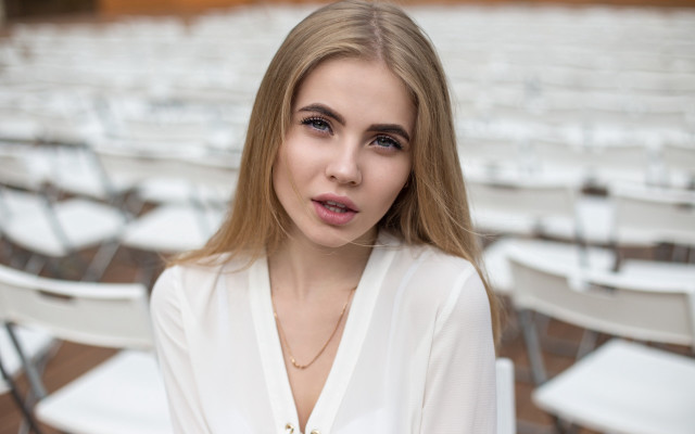 Woman chairs portrait blonde cosplay free wallpaper for desktop - medium preview image