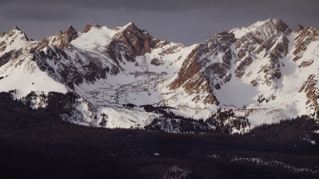 Snowy mountain range forest cloudy free wallpaper for desktop - medium preview image