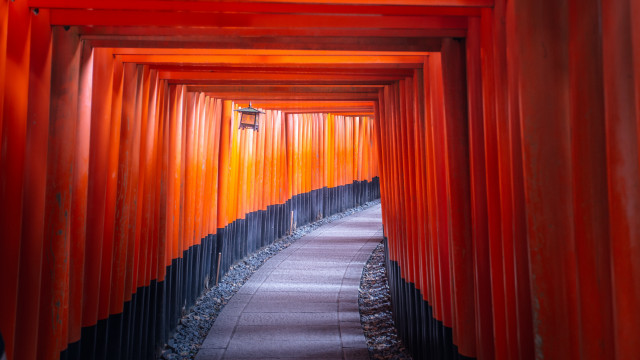 Red torii sunset walkway stairs free wallpaper for desktop - medium preview image