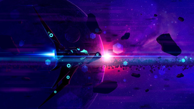 Space spaceship star aurora moon free wallpaper for desktop - medium preview image