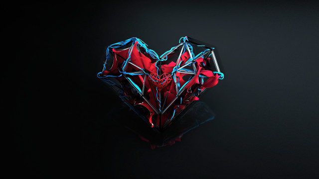 Heart geometric abstract 3d render free wallpaper for desktop - medium preview image