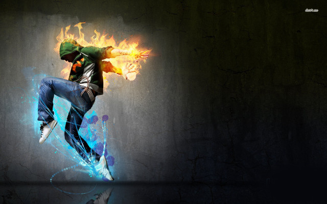 Fireball jumping man blue flame free wallpaper for desktop - medium preview image