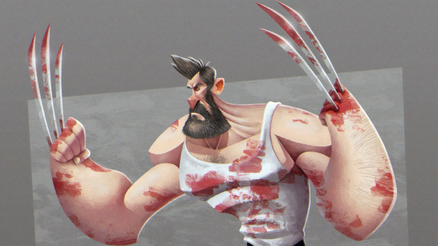 Bearded man claws bloody shirt free wallpaper for desktop - medium preview image